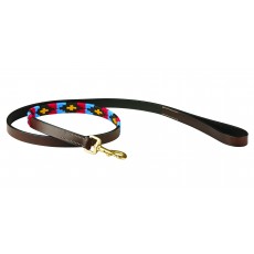 Weatherbeeta Polo Leather Dog Lead (Cowdray Brown/Pink/Blue/Yellow)