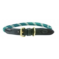 Weatherbeeta Rope Leather Dog Collar (Hunter Green/Brown)