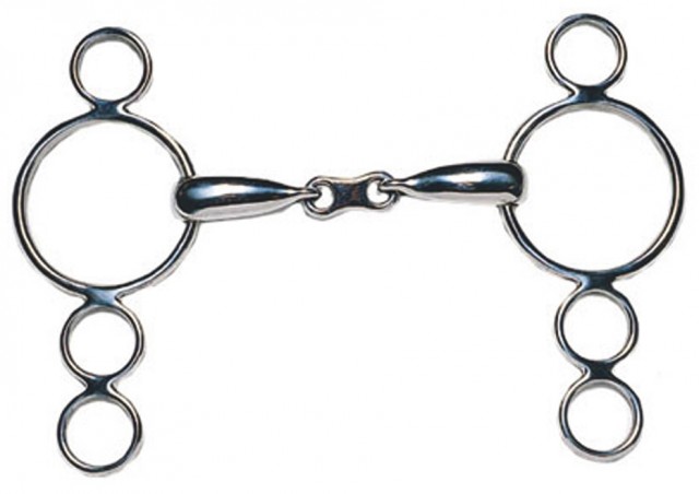 JP Korsteel Stainless Steel French Link 3 Ring Dutch Gag Bit