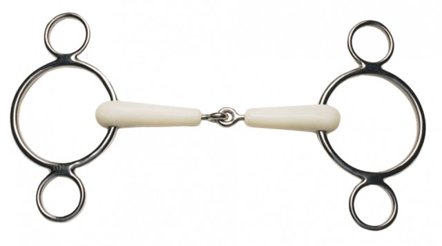 Korsteel Flexi Jointed 2 Ring Dutch Gag Bit (Ivory)