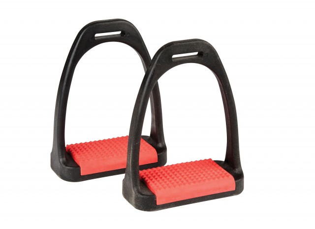Korsteel Polymer Stirrup Irons With Coloured Treads (Red)
