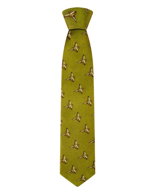 Hoggs of Fife Men's Silk Country Tie (Gold - Flying Pheasants)