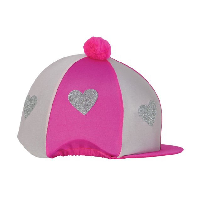 Little Rider Love Heart Glitter Hat Cover  (Pink/Light Pink)